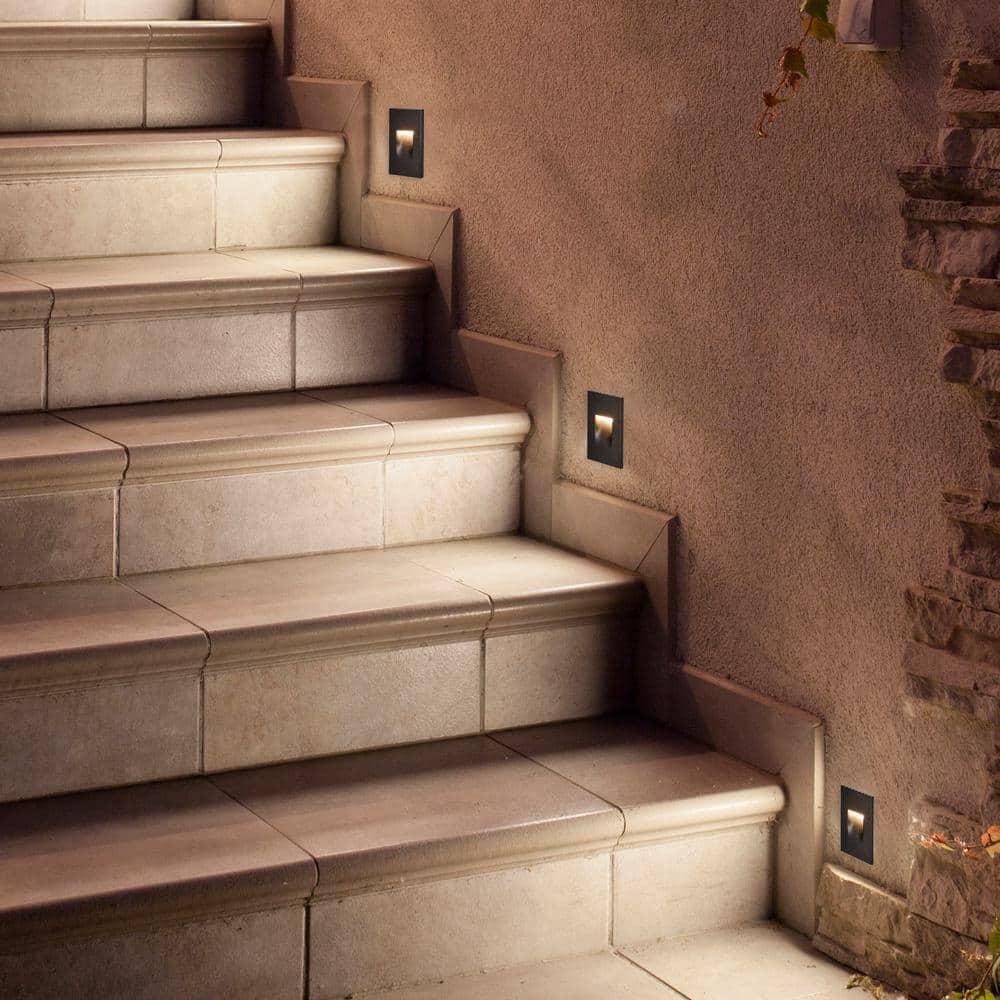 Vertical LED Step Light, Indoor/Outdoor Stair Light, 3 CCT Color Selectable 3000K/4000K/5000K, Black (2-Pack)