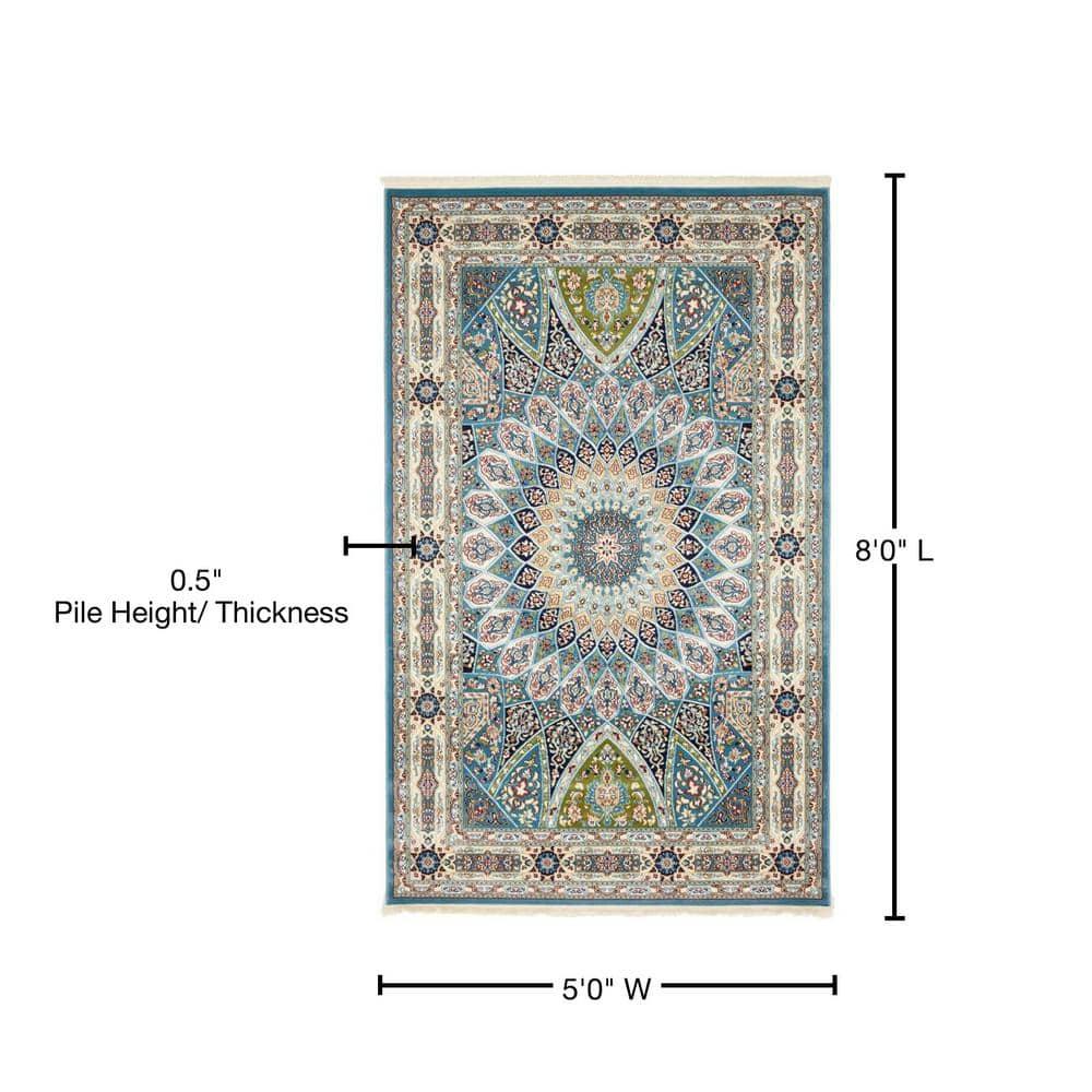Unique Loom Narenj Collection Area Rug - Adams (5' 1" x 8' Rectangle Blue/Burgundy)