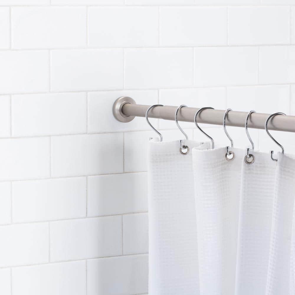 Home Details 24" to 42" Adjustable Steel Straight Curtain Tension Rod, Satin Nickel