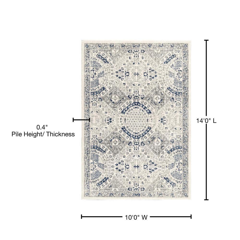 Nuloom Minta Medallion 10x14 Indoor Area Rug for Living Room Bedroom Dining Room Kitchen, Blue/Off White