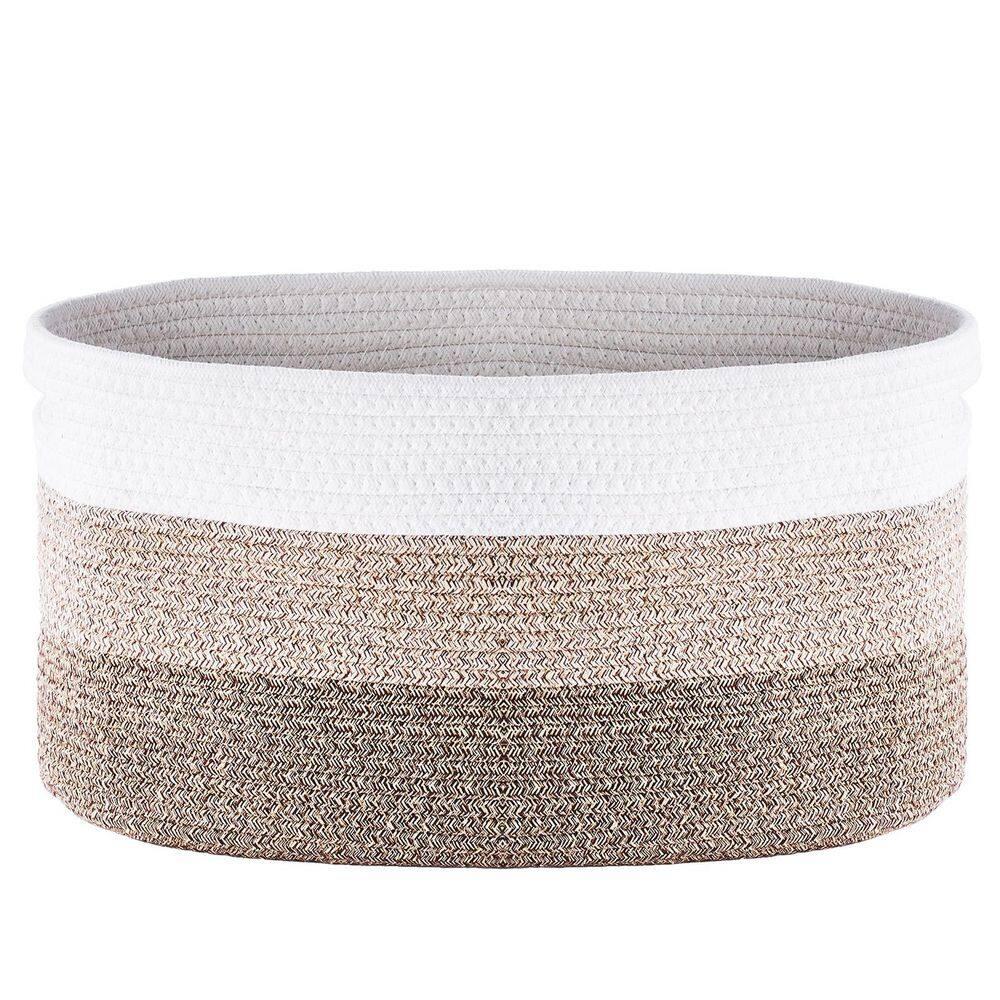 VEVOR Cotton Rope Basket, 22L, 3 Packs Storage Basket, Woven Basket Bins with Handles, Decorative Shelf Organizer Towel Hamper, Boho Toy Basket for Organizing Books Clothes Living Room 15 x 10 x 9 in