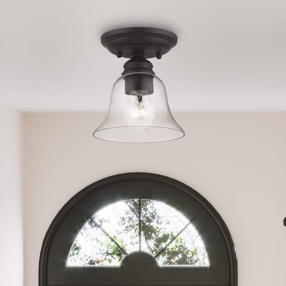 Livex Lighting Moreland 1 - Light Semi-Flush Mount in  Black