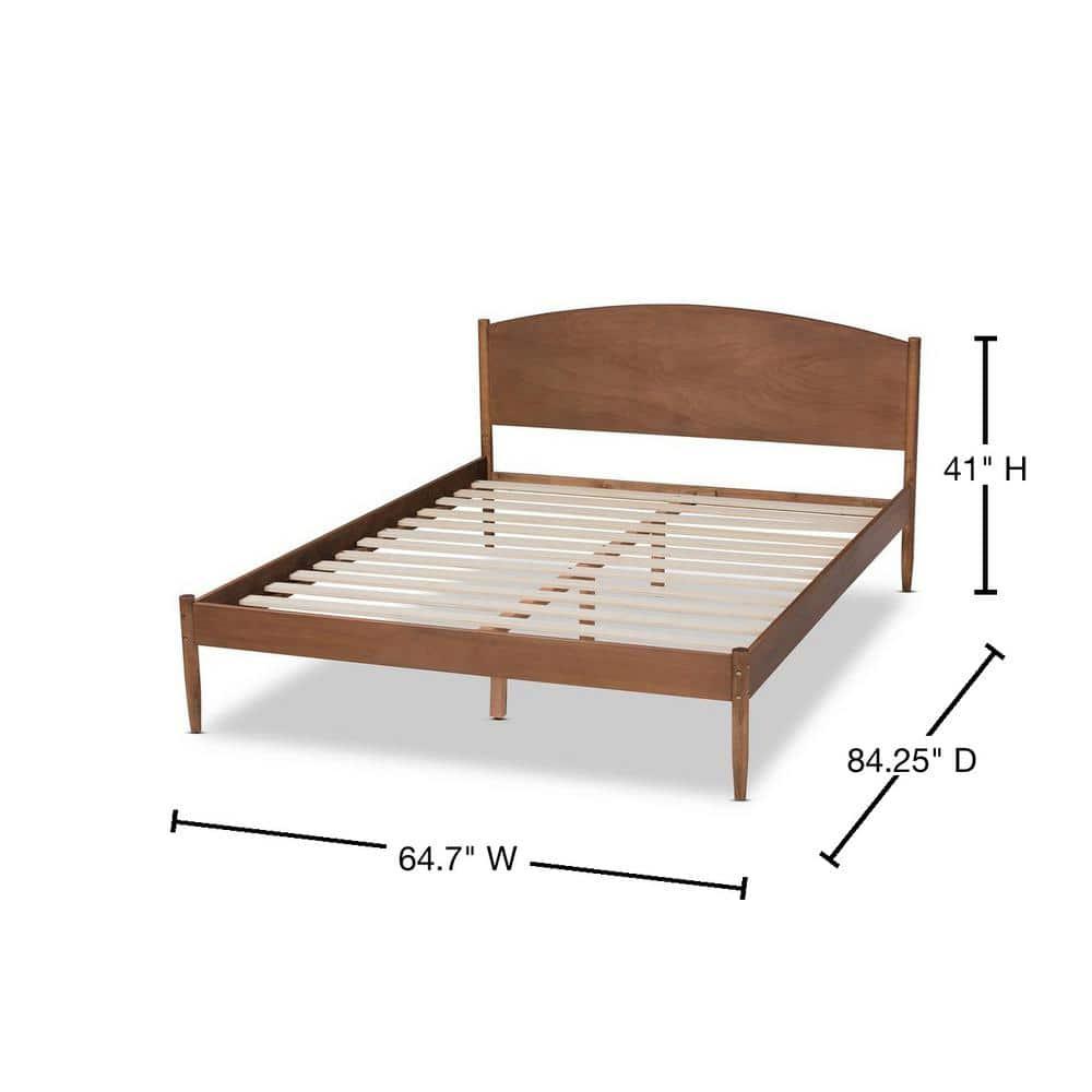 Queen Leanora Wood Platform Bed Ash Walnut - Baxton Studio: Mid-Century Design, Tapered Legs