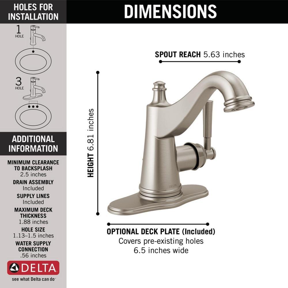Mylan Single Hole Bathroom Faucet with Drain Assembly, Single Handle Bathroom Sink Faucet