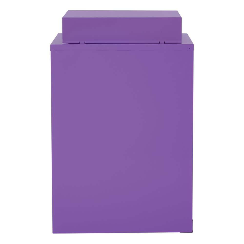 OSP Home Furnishings 3-Drawer Locking Metal File Cabinet, Purple