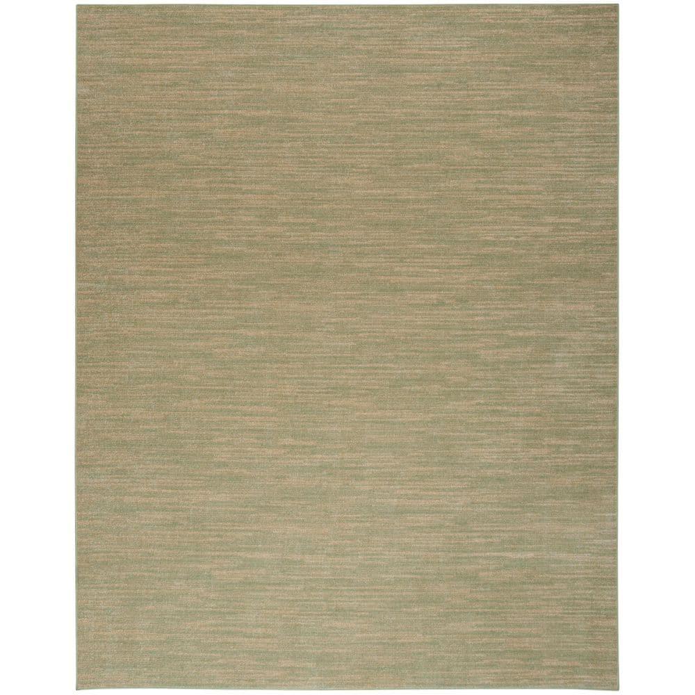 Nourison Essentials Solid Indoor/Outdoor Area Rug Green Gold 9'x12'