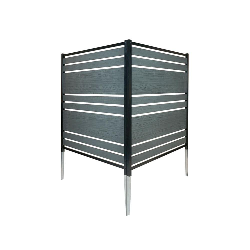 Enclo 48in H x 40in W (2 Panels) No Dig Enclo Vienna Charcoal Color Woodtek Privacy Screen, Outdoor Vinyl Privacy Fence Panel, Privacy Wall for Trash Cans & Air Conditioner Fence, Patio Privacy Screen, EC18018