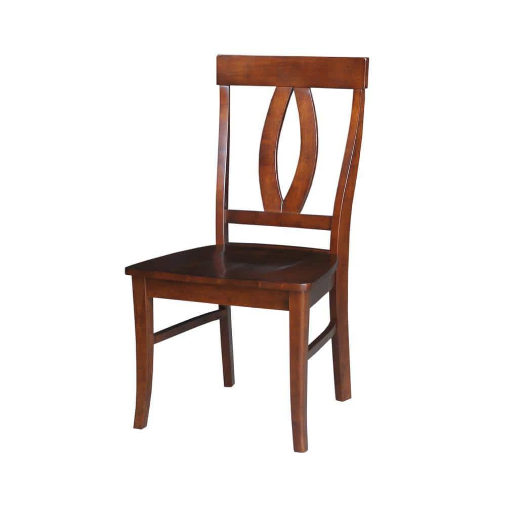 International Concepts Set of 2 Cosmo Verona Splat Back Chairs Espresso: Hardwood Frame, 250lb Capacity