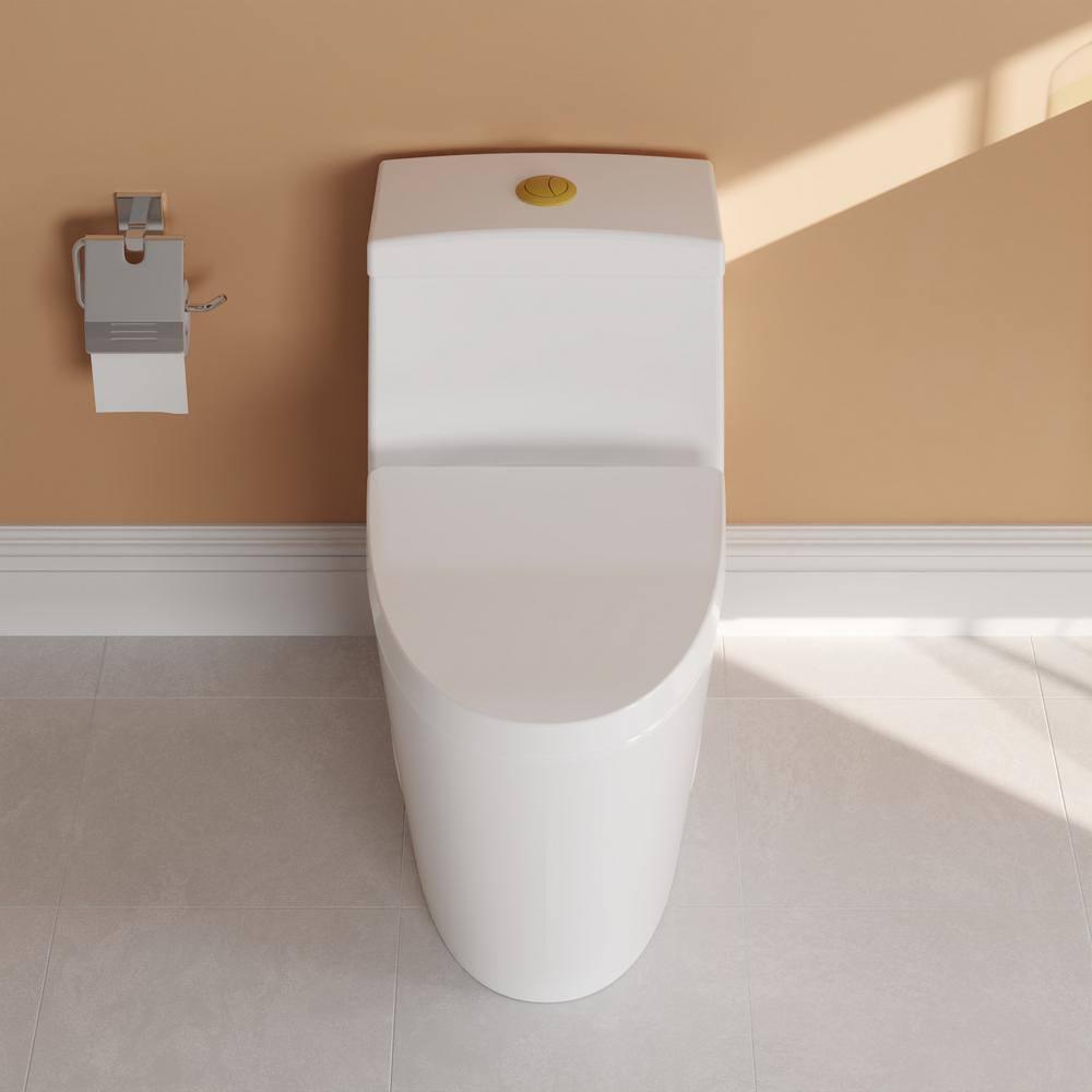 DeerValley Prism Dual-Flush Elongated One-Piece Toilet with Glazed Surface Lower Water Tank for Space Saving (Seat Included)