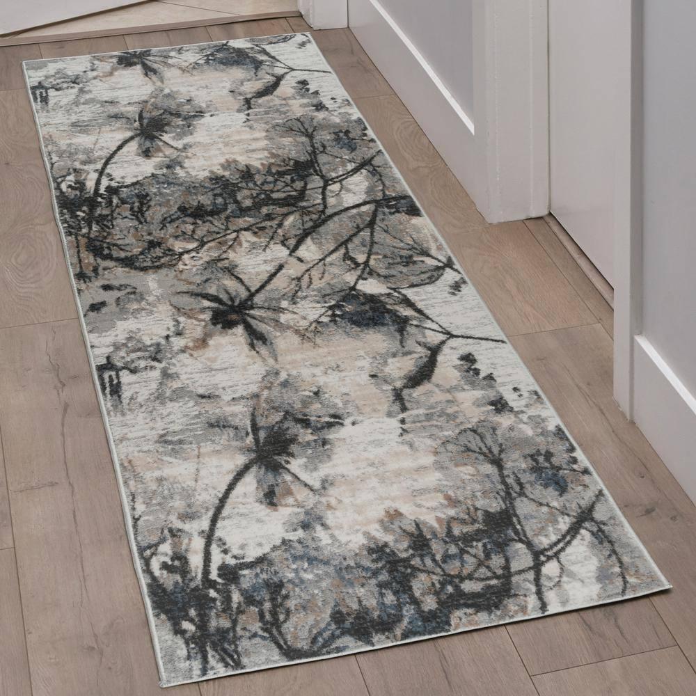 Gertmenian Gertmenian Quattro Scalia Gray/Ivory/Black Modern Abstract High-Low Area Rug