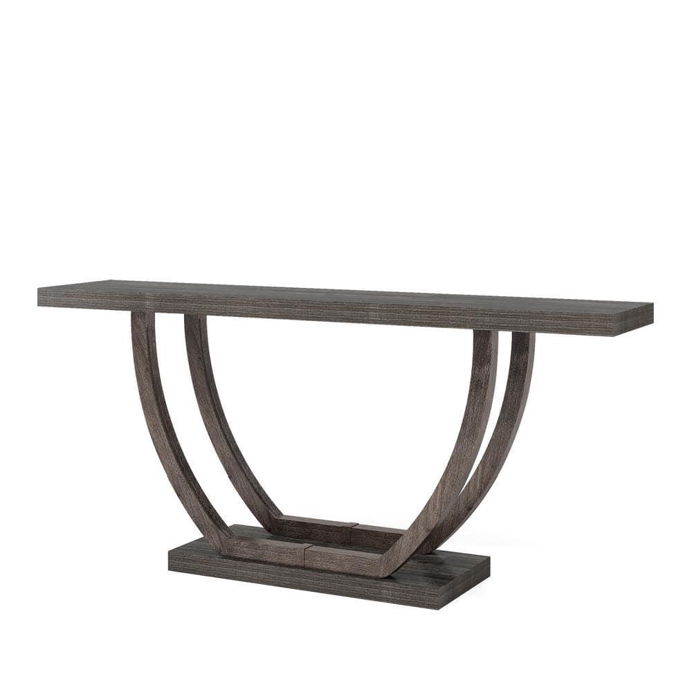 Resenkos Entryway Table, Console Sofa Table,63" Farmhouse Console Table, 2-Tier Entryway Sofa Table Gray