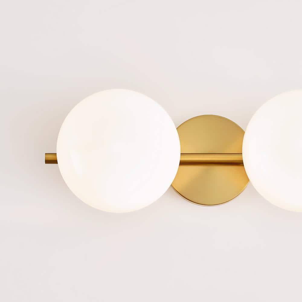 Ellen DeGeneres Crafted Symmetrical 2-Light Vanity in Burnished Brass with Milk White Glass