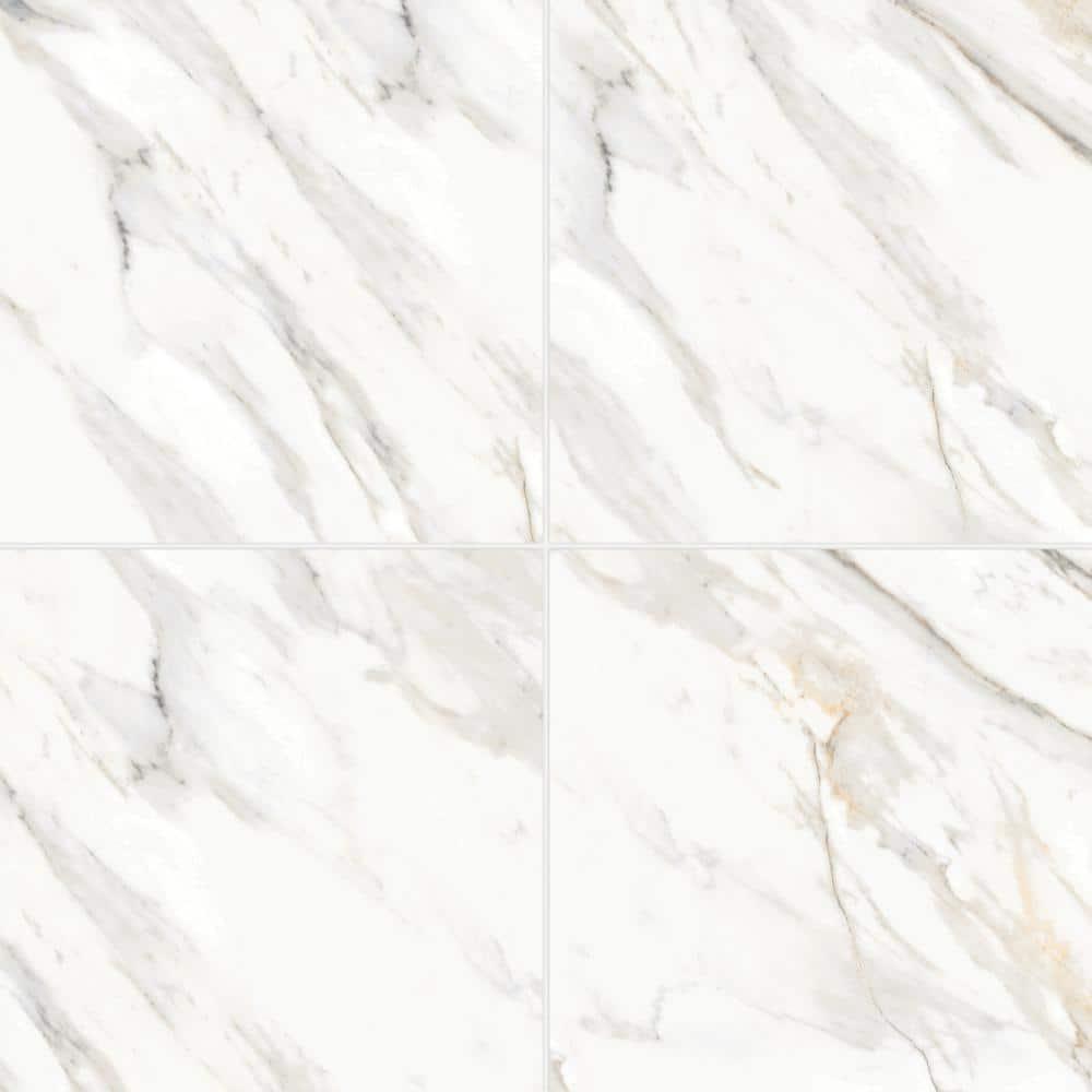 Bedrosians Shandar 24" x 24" Porcelain Marble Look Wall Floor Use Tile in Arezzo Bianco