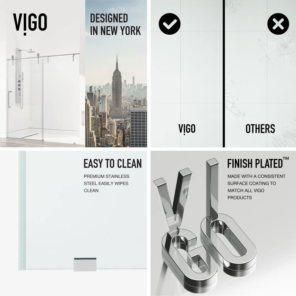 Hamilton 56-60" W x 78" H Sliding Frameless Shower Door with 3/8" Clear Glass