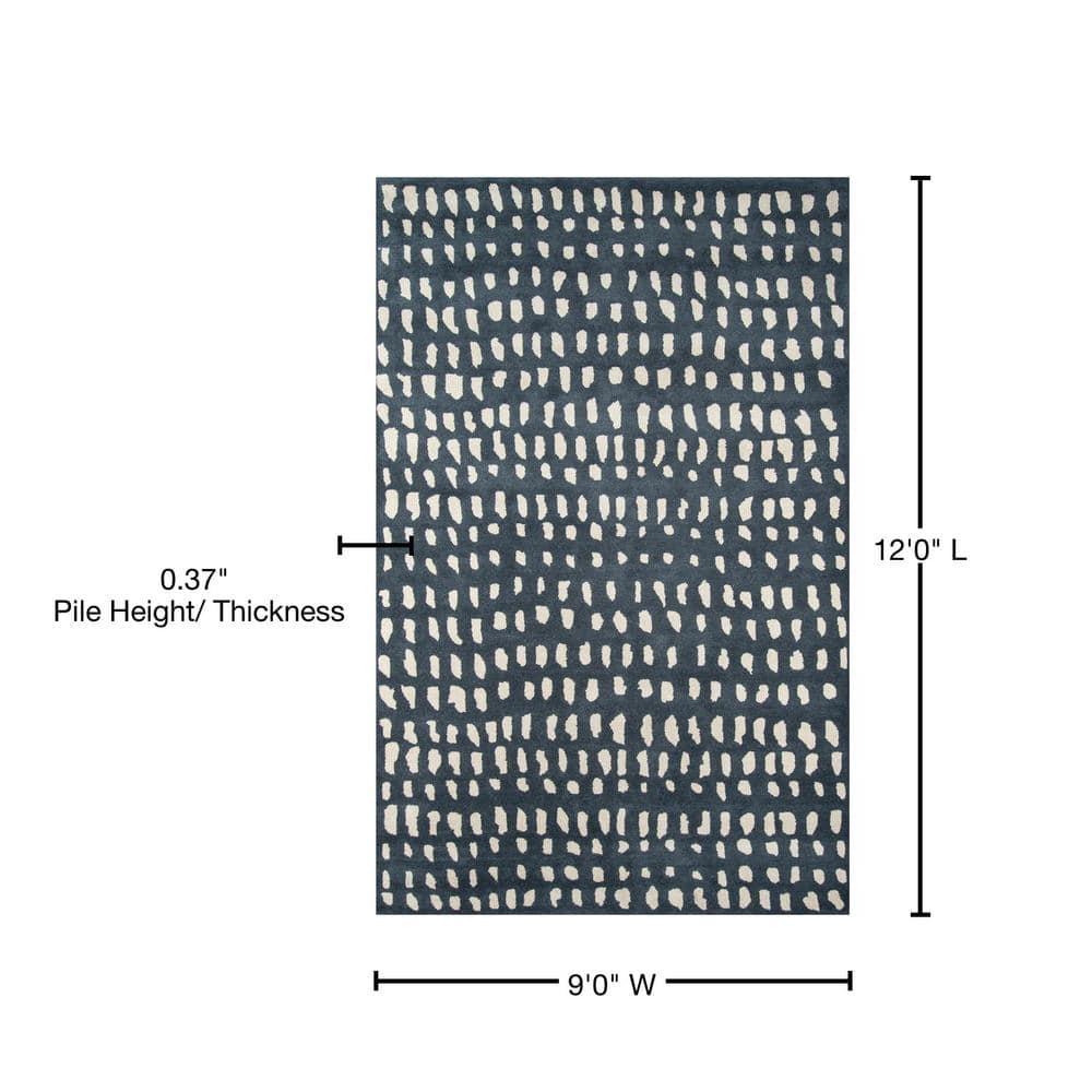 Skyline Decor Novogratz by  Delmar Boho Dots Hand-tufted Wool Area Rug Blue 9' x 12' 9' x 12' Indoor, Handmade Ivory Rectangle