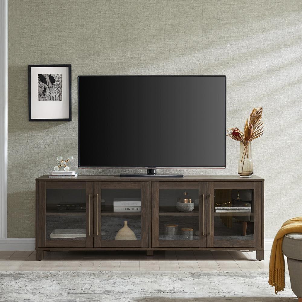 Evelyn&Zoe Quincy Rectangular TV Stand for TV's up to 75", Alder Brown