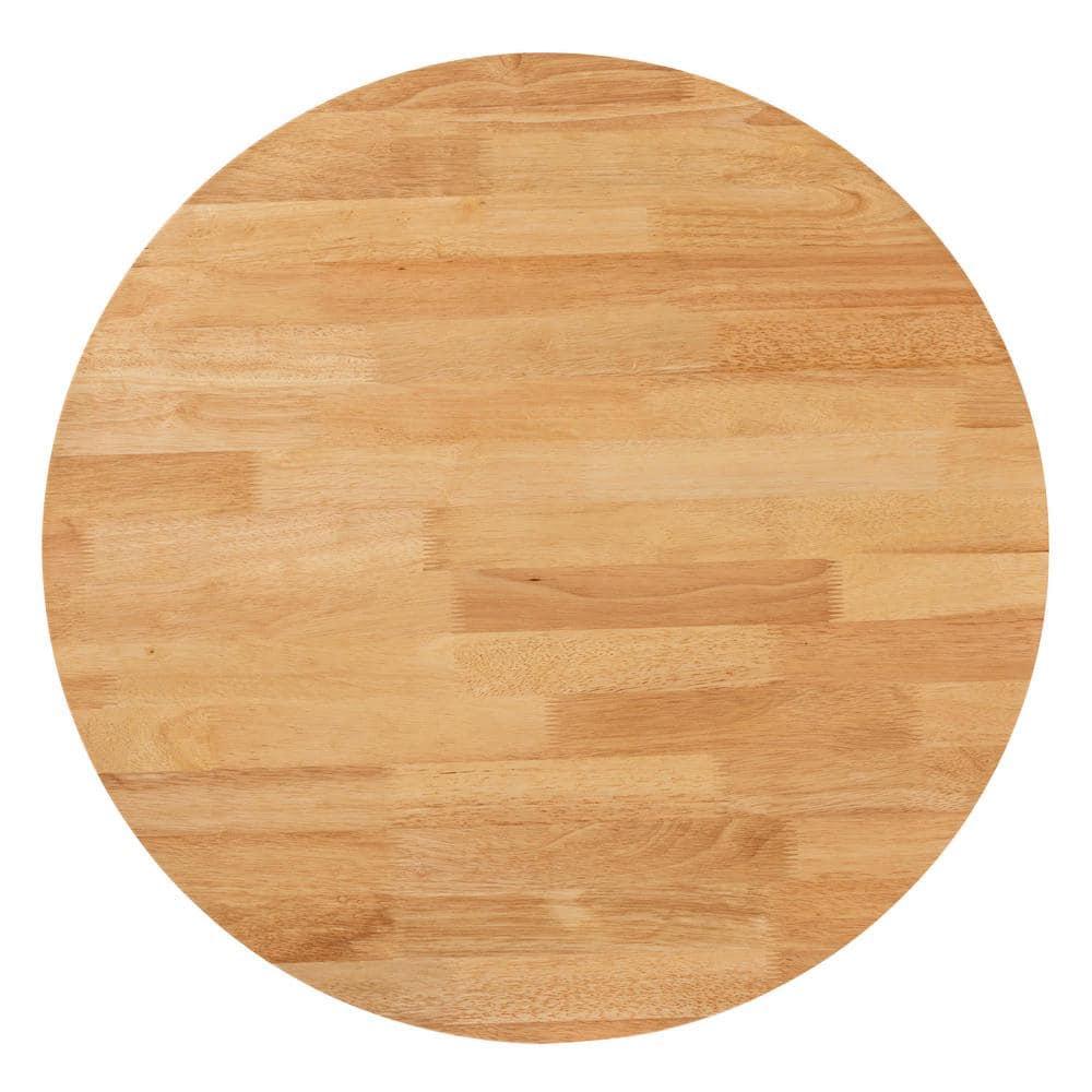 Baxton Studio 34" Wide Kenji Wood Round Dining Table Natural Brown: Rubberwood, Seats 4