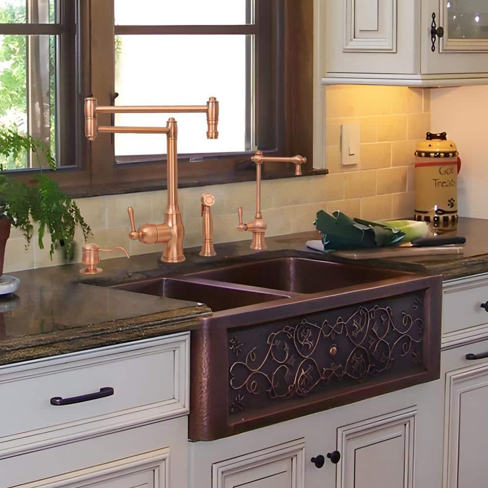 Akicon Copper Single Handle Deck-mount Pot Filler Kitchen Faucet ( Side Sprayer Included )