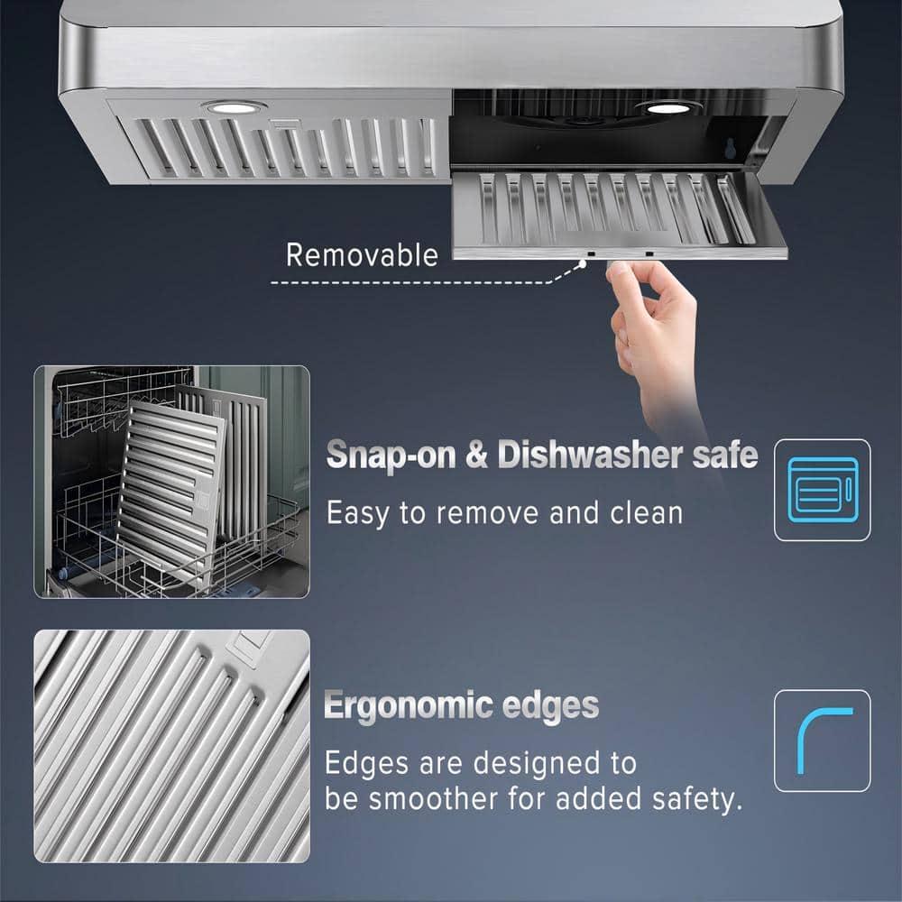 IKITCHEN VIKIO 30" 900 CFM Ducted Under Cabinet Range Hood With Intelligent Control C01-30-BSS