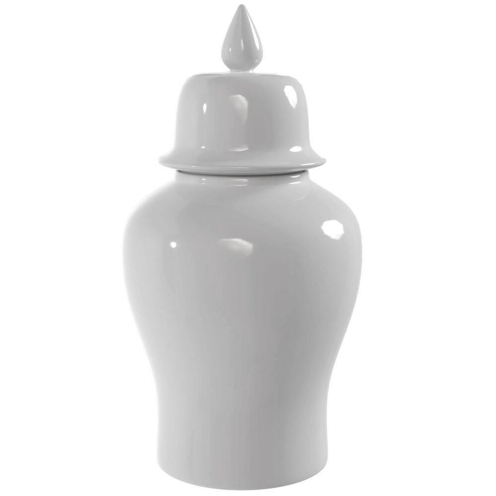 Red Lantern 18" White Porcelain Temple Jar
