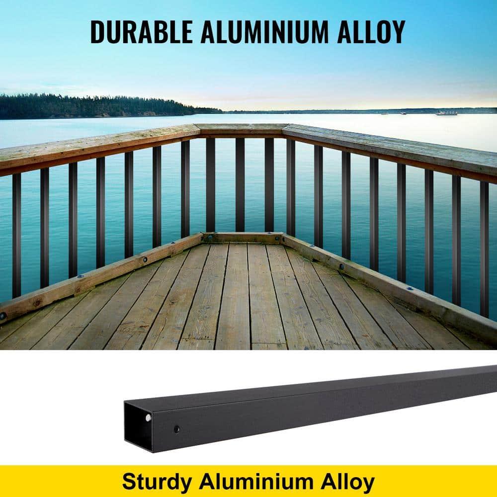 KFFKFF Aluminum Alloy Deck Railing for Wood and Composite Deck, Square Baluster for Outdoor Stair Deck Porch Deck Balusters, 101 Pack Metal Deck Spindles, 32"x0.8" Staircase Baluster with Screws