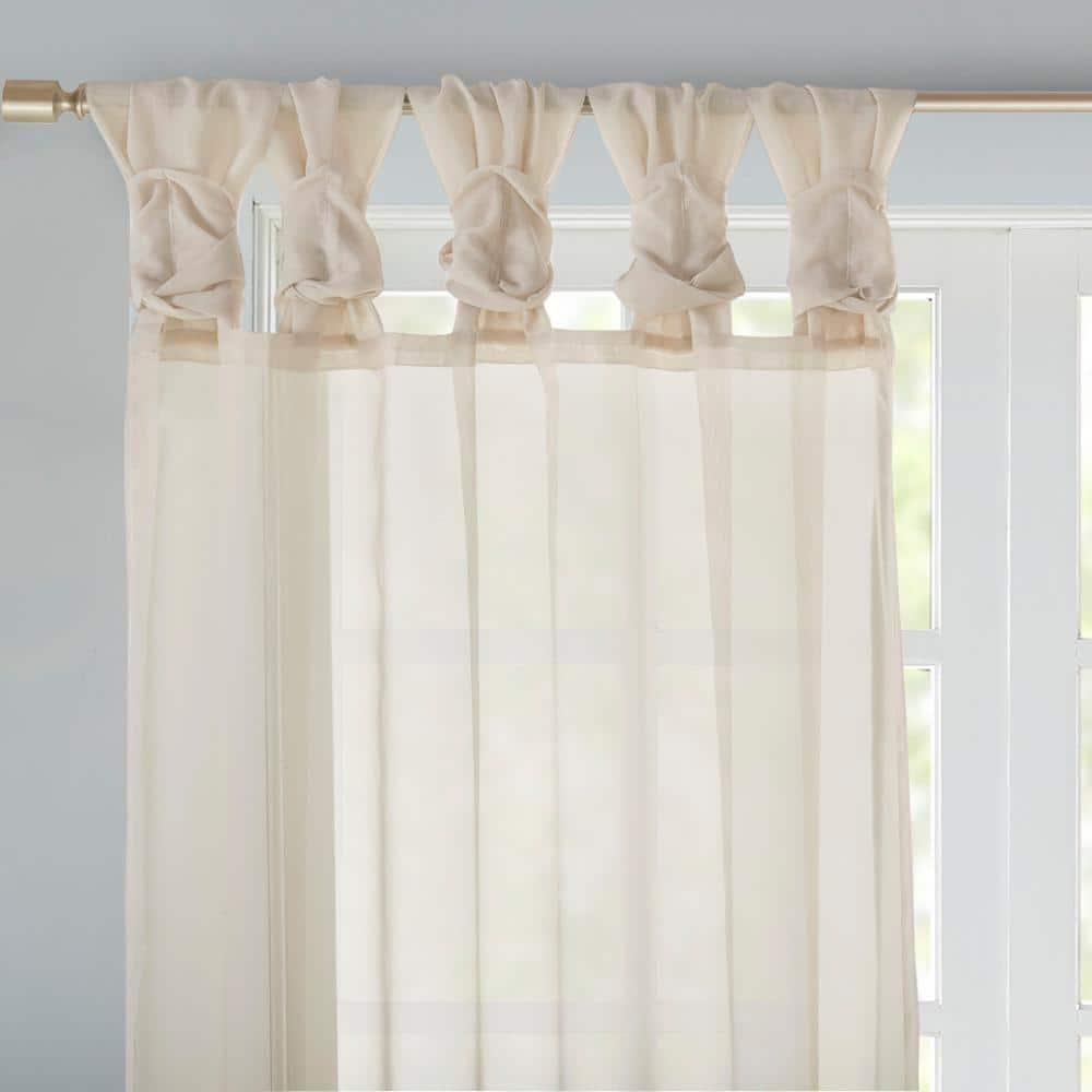 Madison Park Ceres Twisted Tab Voile Sheer Window Pair in Ivory 84" Panel