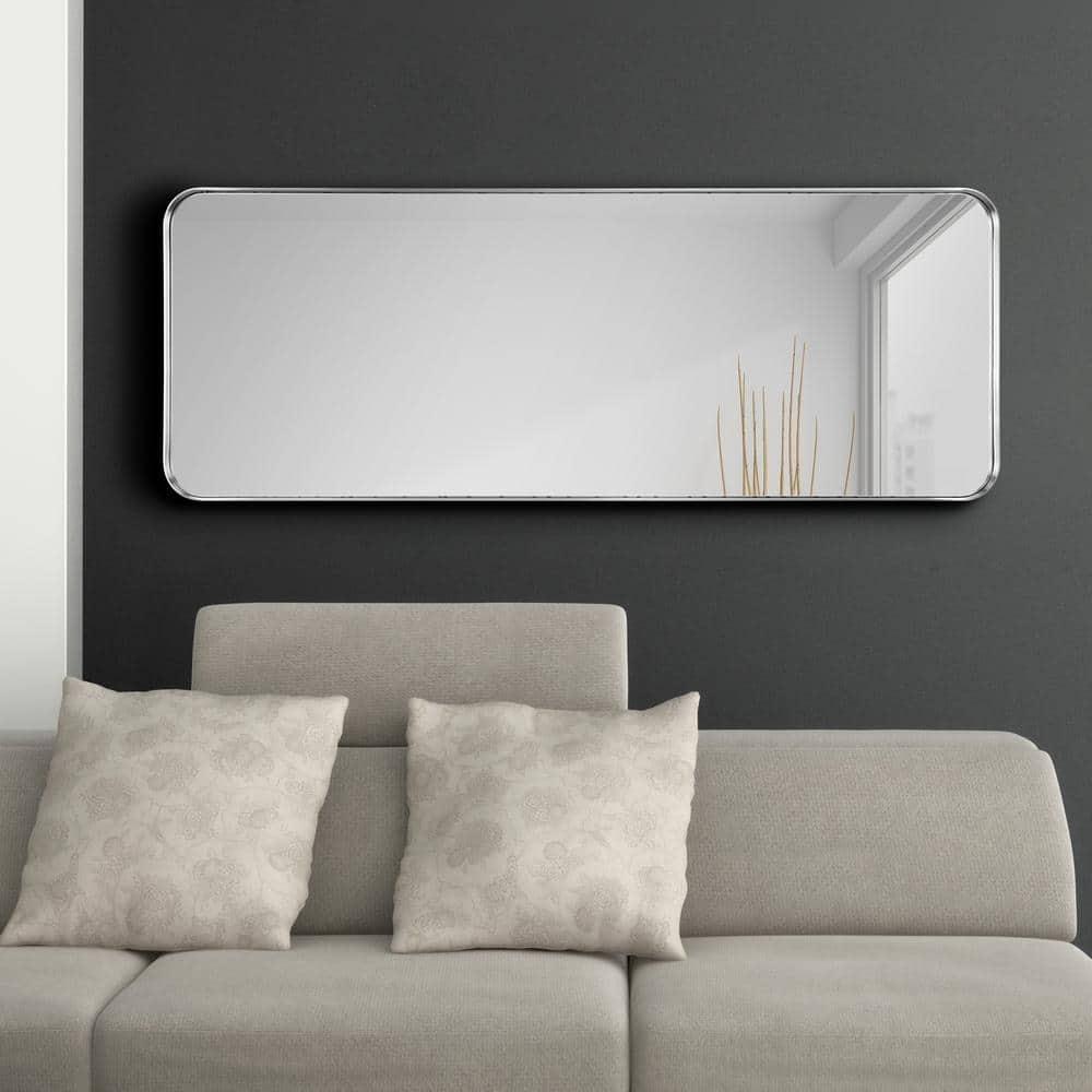 Empire Art Direct Ultra Brushed Silver Stainless Steel Frame Rectangle Wall Mirror, 18" x 48" x 2", Ready to Hang