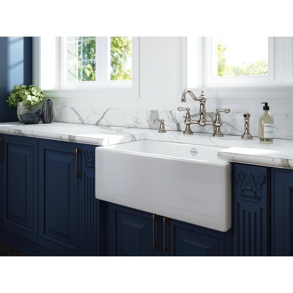 Shaws 30" Single Bowl Farmhouse Apron Front Fireclay Kitchen Sink