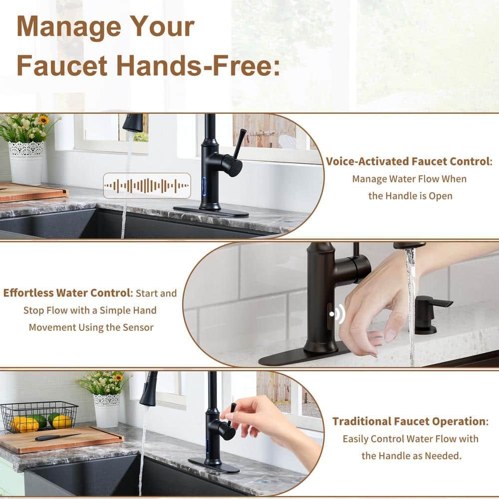 Willow Smart Faucet Touchless Pull Down Sprayer Kitchen Faucet with Voice and Motion Control