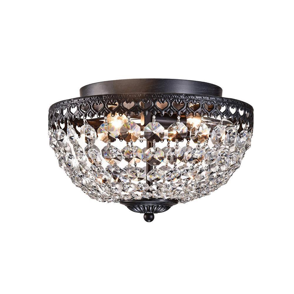 The Lighting Store Antique Black Rita Crystal Flush Mount Chandelier