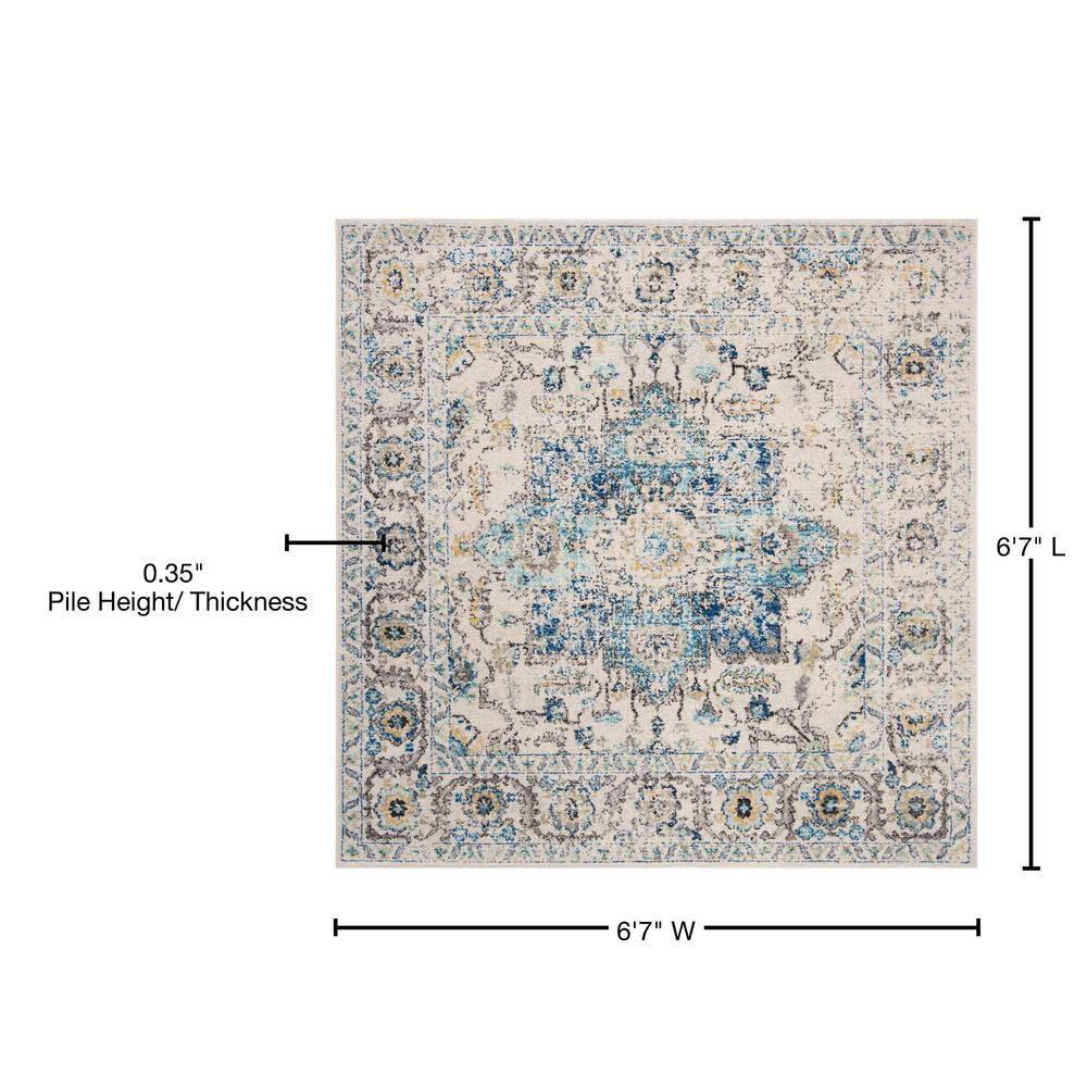 Madison MAD603 Power Loomed Indoor Area Rug - Turquoise/Ivory - 6'7"x6'7" - Safavieh