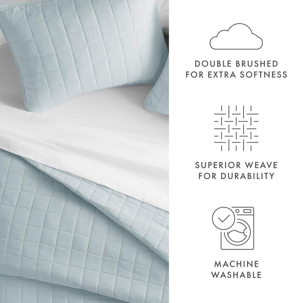 IEnjoy Home Simply Soft™ Double Brushed Microfiber Square Pattern Quilted Coverlet Set