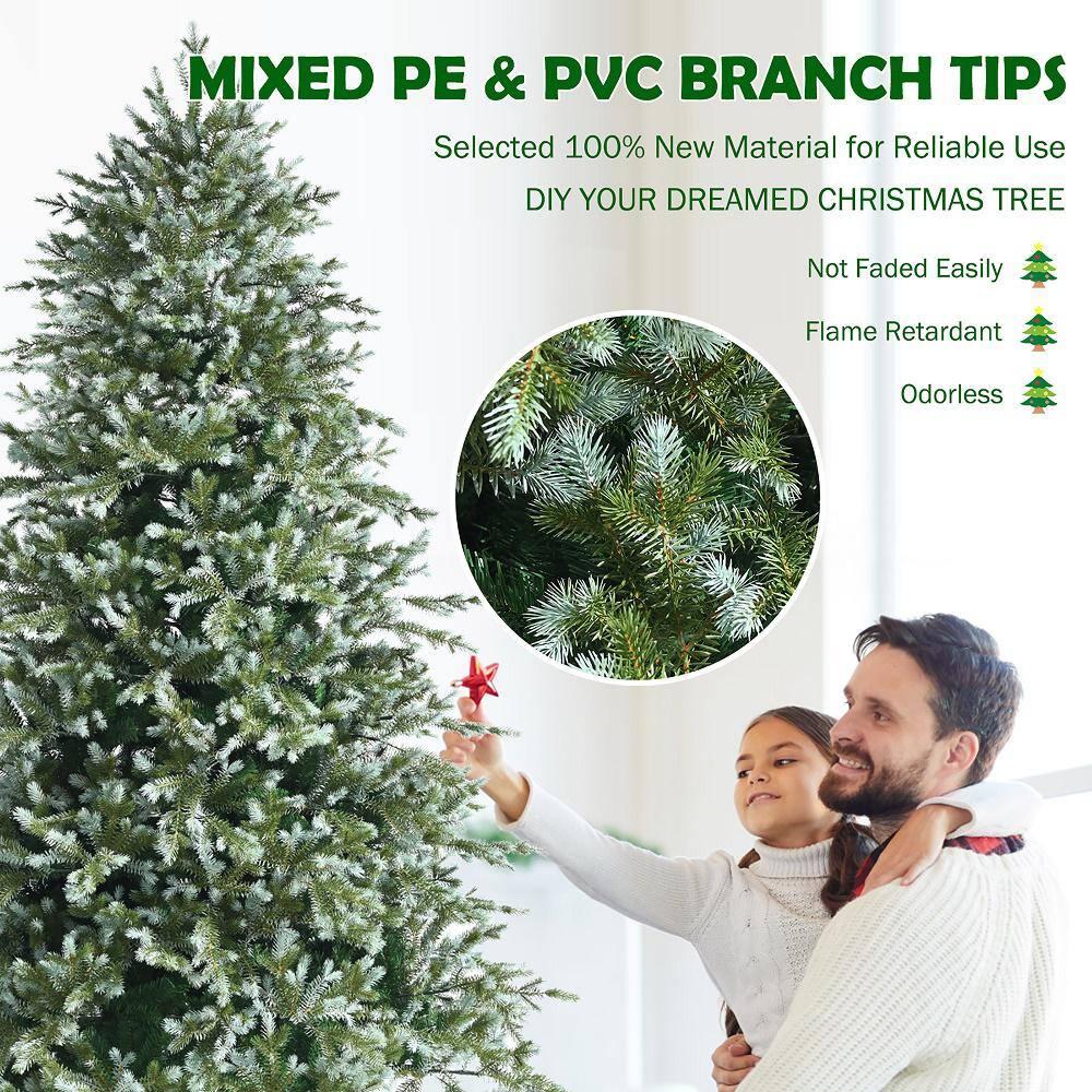 GVN Árbol de Navidad, Árbol de Navidad, Árbol de Navidad, Árbol de Abeto Artificial con Bisagras de 8 Pies con Puntas de PVC y PE Mixtas