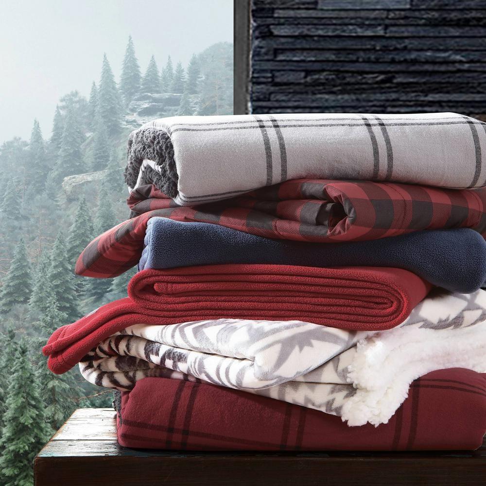 Eddie Bauer Eddie Bauer Printed Flannel/Sherpa Throw Blankets