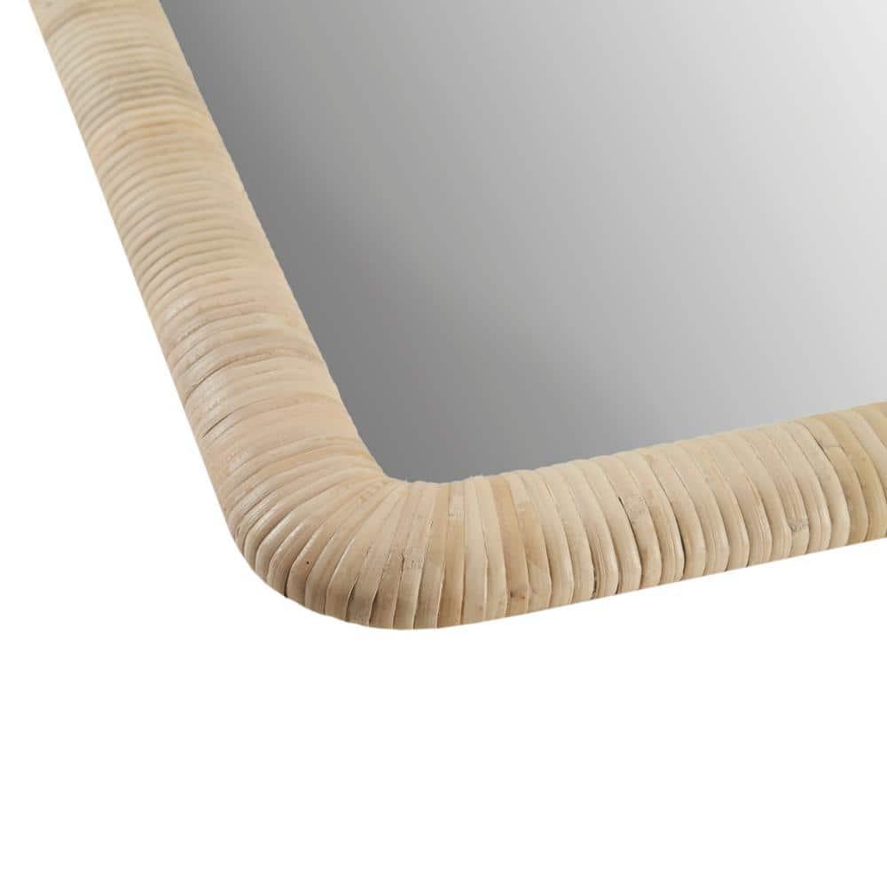 Nova Natural Rattan Rectangle Wall Mirror - Ink+Ivy: Modern Style, Polystyrene Frame, Wall Mount