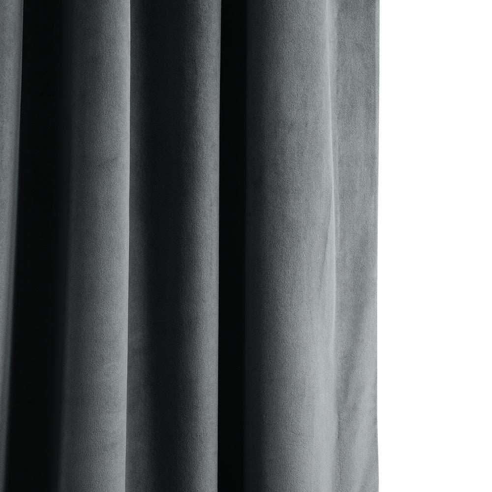 Half Price Drapes Signature Natural Grey Velvet Blackout Curtains For Bedrooms (1 Panel), 50WX 120L