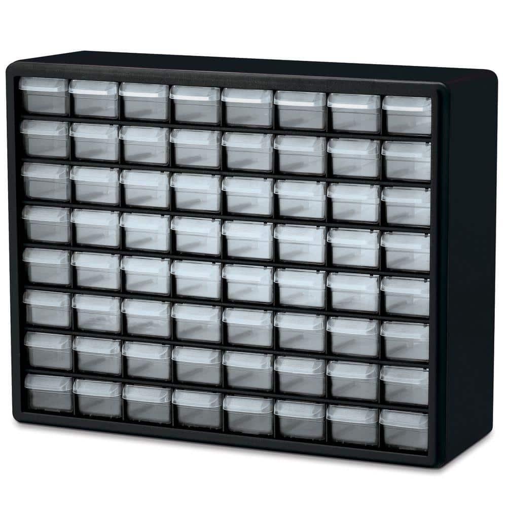 Akro-Mils 64 Drawer Plastic Cabinet Storage Organizer with Drawers for Hardware, Small Parts, Craft Supplies, Black
