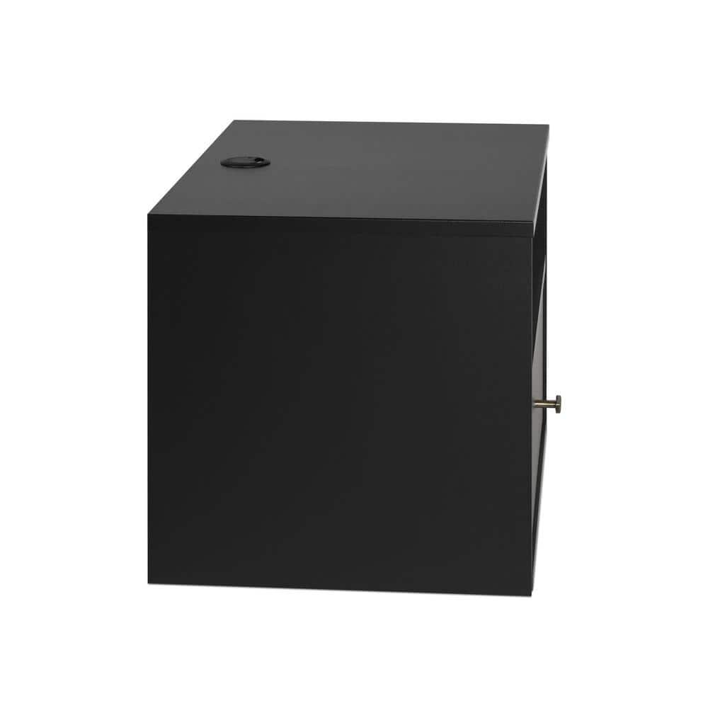 Floating 1 Drawer Nightstand with Open Shelf Black - Prepac: Modern Wall-Mounted Design, Cable Management, Laminated Surface
