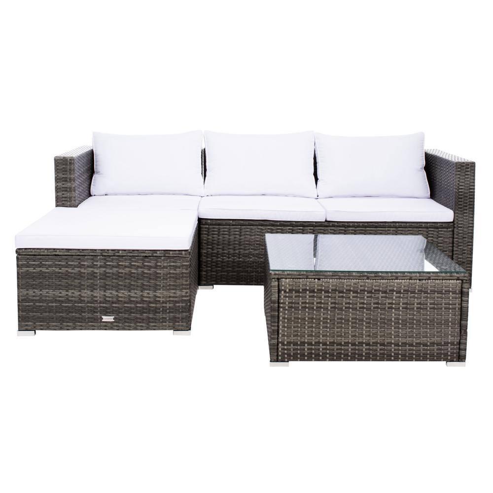 Madalina Living Set - Indoor/Outdoor - PAT7509 - Grey Brown/White - Safavieh