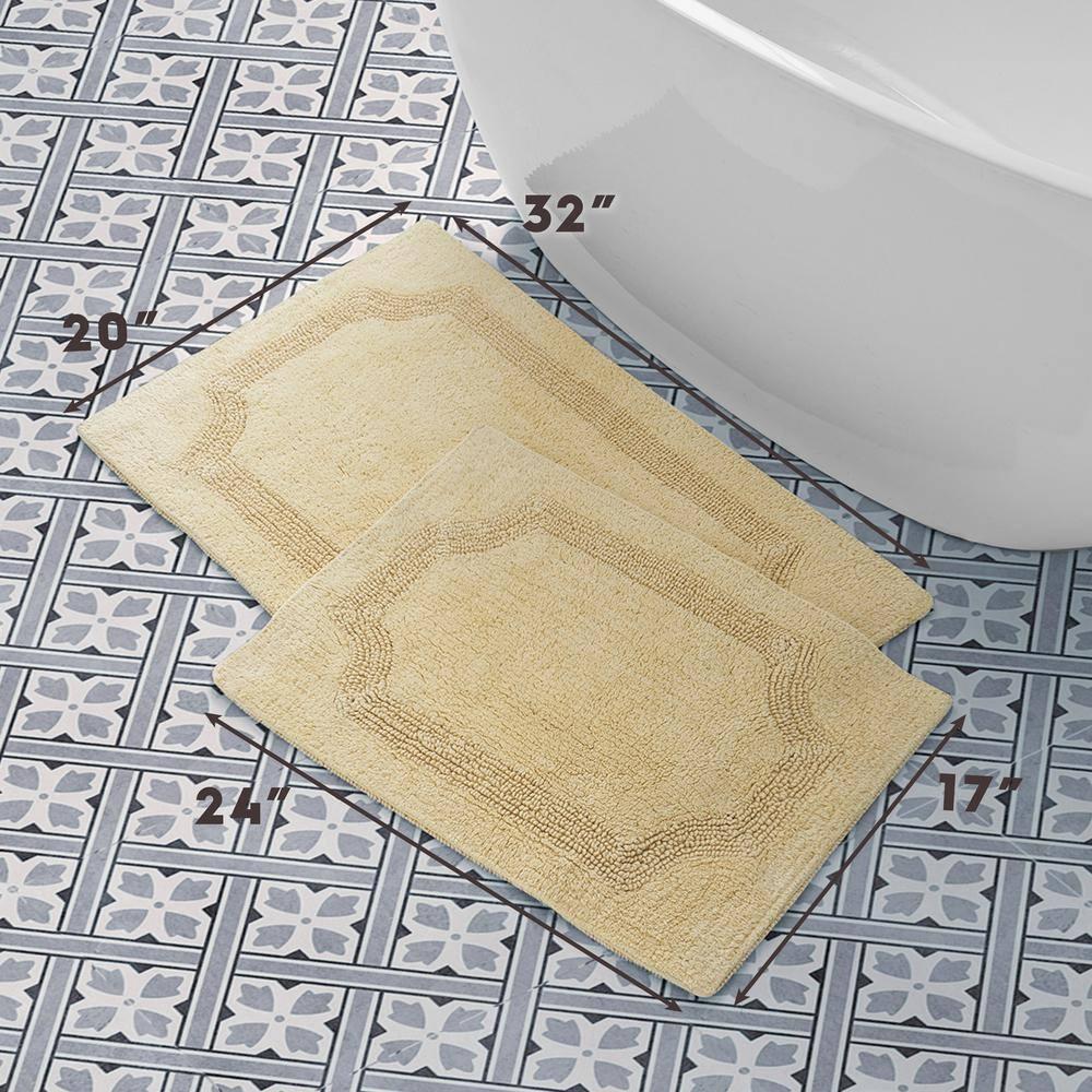 Reversible Yellow Cotton 2-Piece Bath Mat Set
