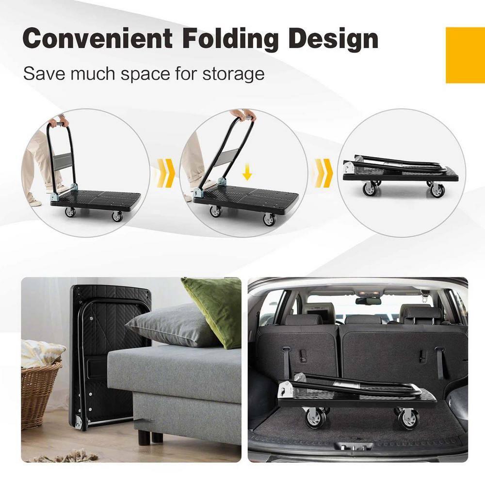 330 lbs. Capacity Black Platform Heavy-Duty Hand Truck Rolling Cart