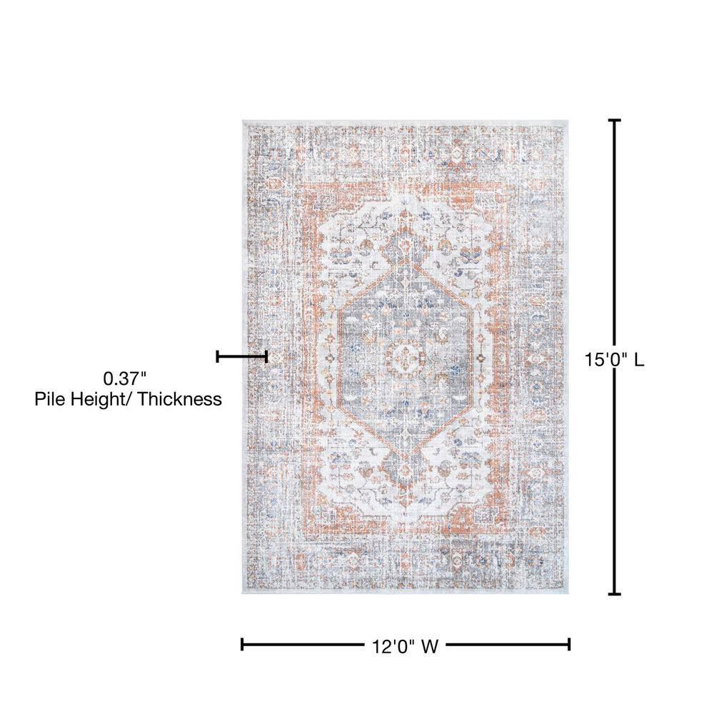Nuloom Jacquie Medallion 12x15 Indoor Area Rug for Living Room Bedroom Dining Room Kitchen, Silver/Ivory
