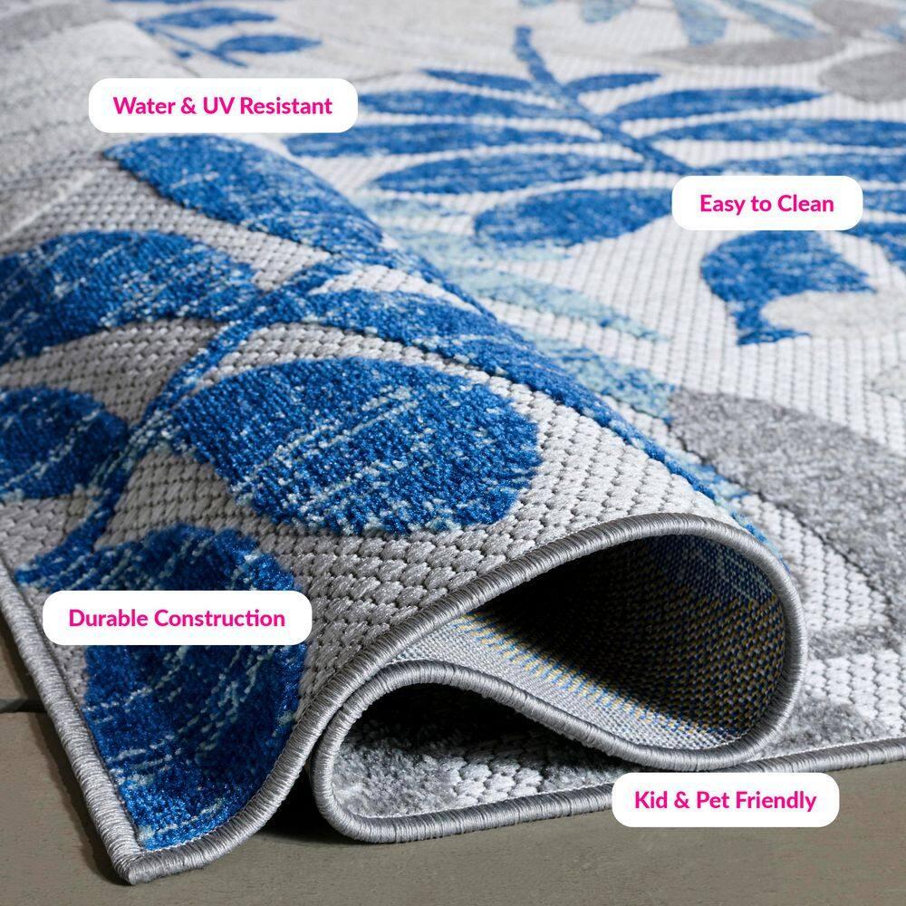 Cabana CBN814 Power Loomed Indoor and Outdoor Area Rug - Grey/Blue - 6'7"x6'7" - Safavieh.