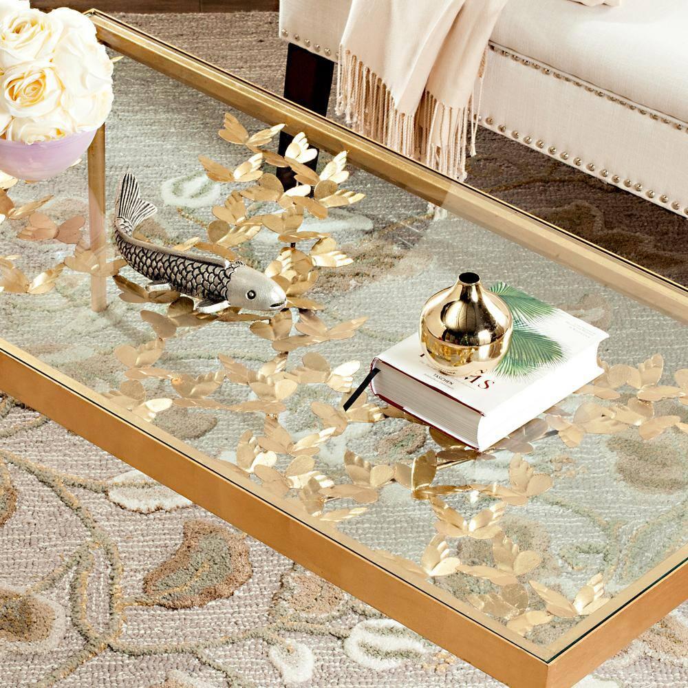 Rosalia Butterfly Coffee Table - Gold/Tempered Glass - Safavieh