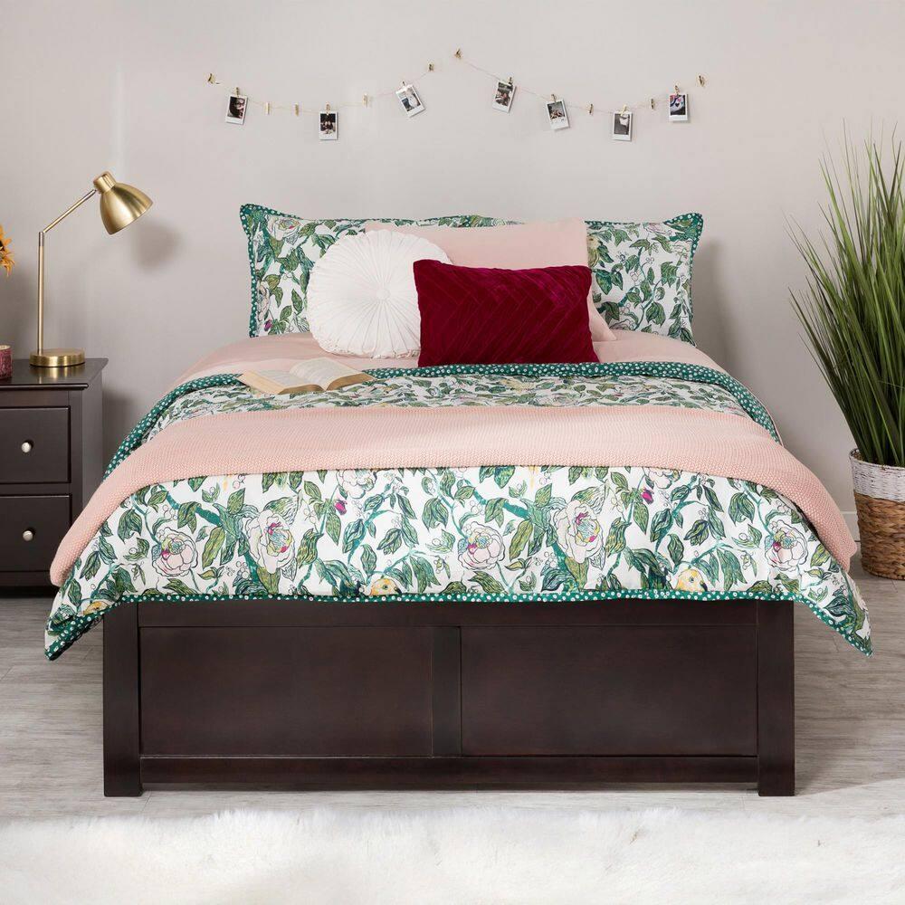 Concord Queen Bed with Footboard and Twin Extra Long Trundle in Espresso