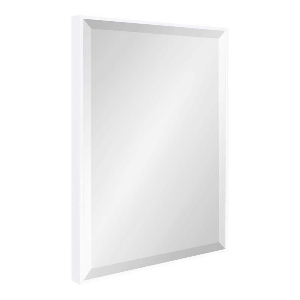 24.7" x 36.7" Rhodes Rectangle Wall Mirror White - Kate & Laurel All Things Decor: Modern, Beveled, Easy to Hang