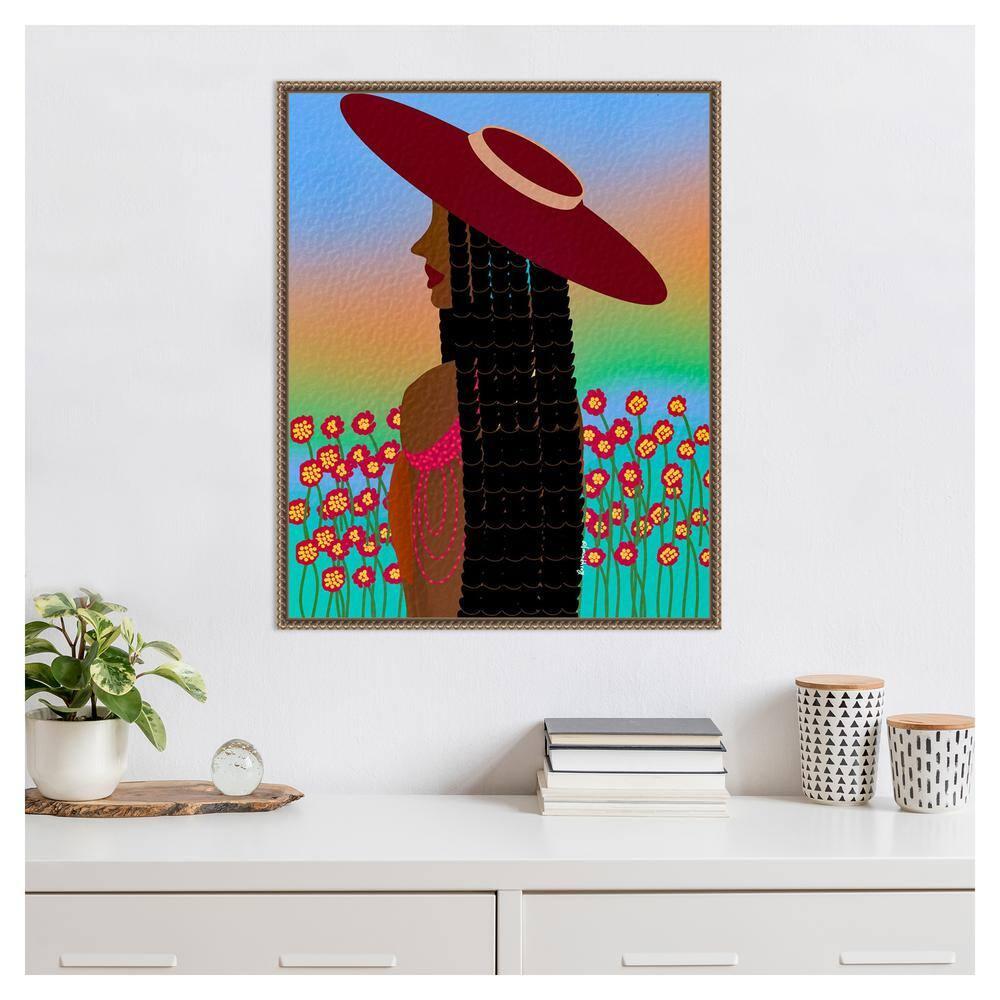 Amanti Art 23"x28" Lola Lady by Lorintheory Framed Canvas Wall Art Print Bronze : Modern Style, Polystyrene Frame, Lithograph Medium