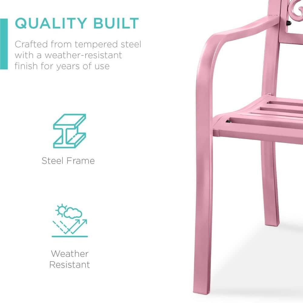 World Menagerie Outdoor Steel Bench with Floral Backrest & Slatted Seat, Marigold for Garden, Patio, Porch, Lawn, and Deck