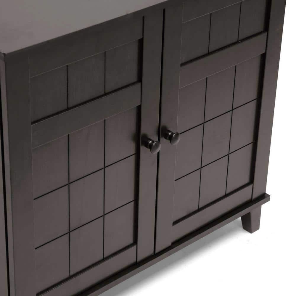 Glidden Wood Modern Shoe Cabinet (Short) Dark Brown - Baxton Studio