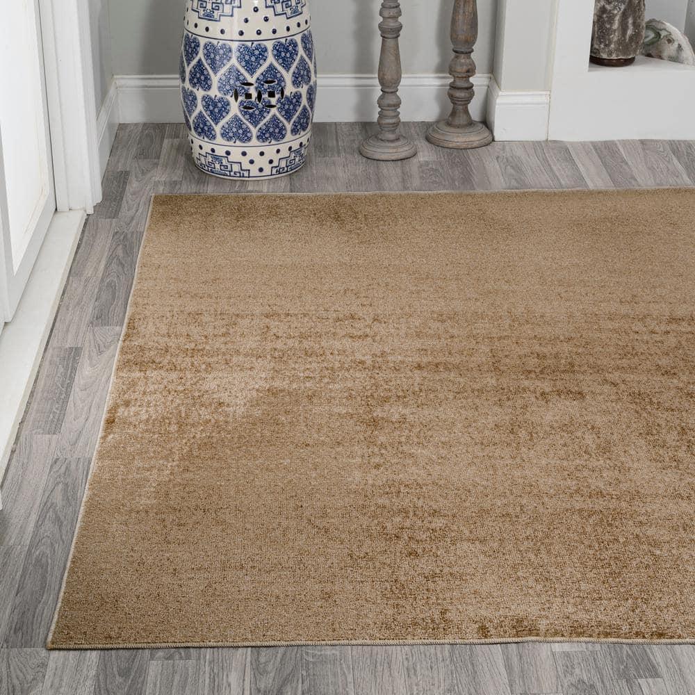 JONATHAN Y Twyla Classic Solid Low-Pile Machine-Washable Brown 4 ft. x 6 ft. Area Rug